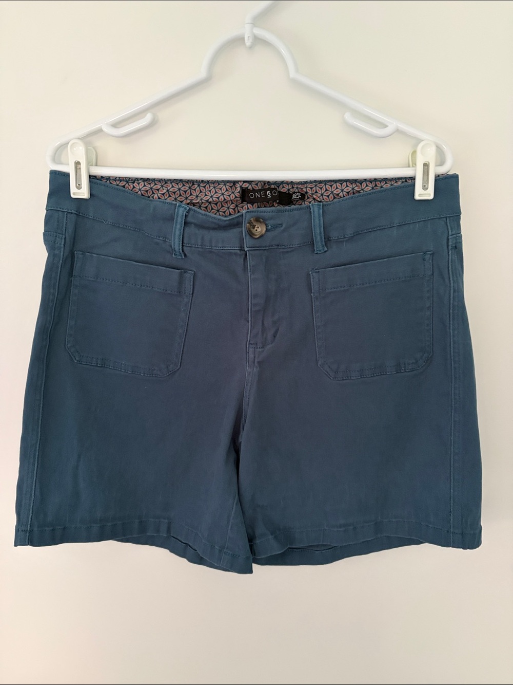 one 5 one Women's Teal Front-Pocket Bermudas